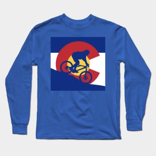 Mountain Biking Colorado Flag Long Sleeve T-Shirt